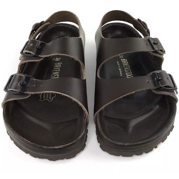 BIRKENSTOCK Brown Milano Sandals Leather Footbed - Picture 3 of 8
